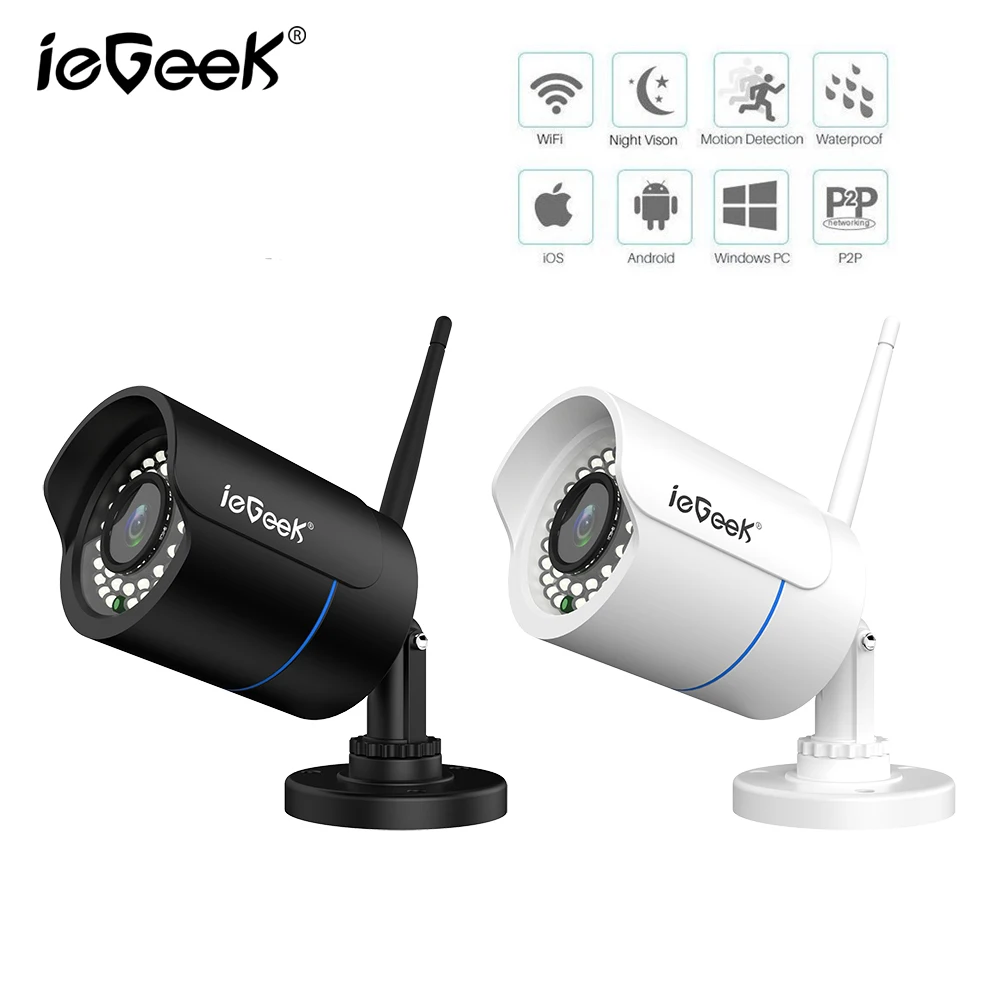 ieGeek 720P Outdoor IP Security Camera, Wireless Wi-Fi Waterproof Night Vision ONVIF NVR Motion Detect&Alarm Remote Monitor
ieGeek 720P Outdoor IP Security Camera, Wireless Wi-Fi Waterproof Night Vision ONVIF NVR Motion Detect&Alarm Remote Monitor