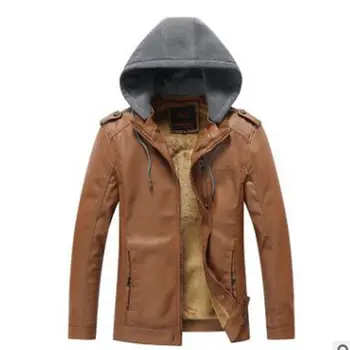 new Leather Hooded Plush Jacket Men Motorcycle Jacket Polar Fleece HOOD Detachable PU Faux Leather Jacket Men Biker Jacket
new Leather Hooded Plush Jacket Men Motorcycle Jacket Polar Fleece HOOD Detachable PU Faux Leather Jacket Men Biker Jacket