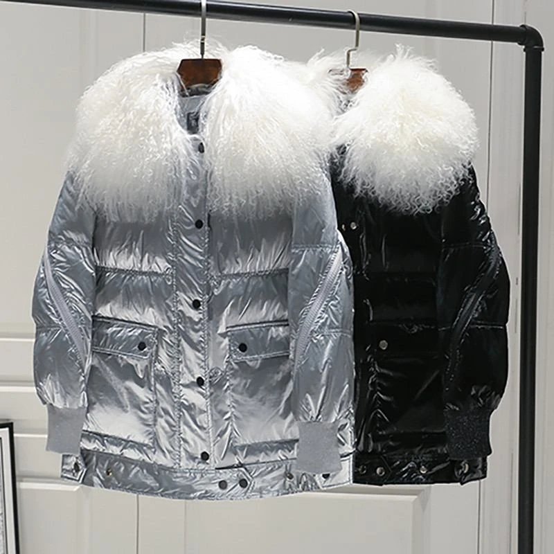 Women Winter Jacket White Duck Down Coat Large Real Sheep Fur Collar Hooded Down Parkas Thick Warm Down Casual Outerwear Y02
Women Winter Jacket White Duck Down Coat Large Real Sheep Fur Collar Hooded Down Parkas Thick Warm Down Casual Outerwear Y02