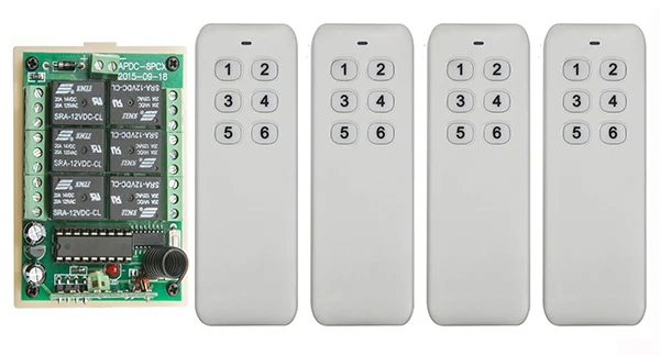DC12V 6CH 10A RF wireless remote control switch System Transmitter+ Receiver light /lamp/ window/Garage Doors
DC12V 6CH 10A RF wireless remote control switch System Transmitter+ Receiver light /lamp/ window/Garage Doors