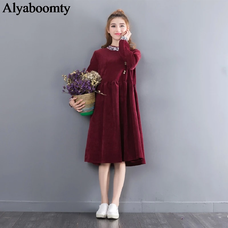 New Spring Autumn Women Cute Dress Round Neck Corduroy Patchwork Vintage Femininos Vestidos Green Wine Red Long Sleeve Dresses
New Spring Autumn Women Cute Dress Round Neck Corduroy Patchwork Vintage Femininos Vestidos Green Wine Red Long Sleeve Dresses