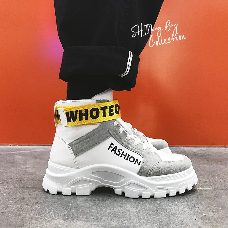 PU leather Mens desert boots high top Beige White color Spring Autumn Height increase Stylish shoes
PU leather Mens desert boots high top Beige White color Spring Autumn Height increase Stylish shoes