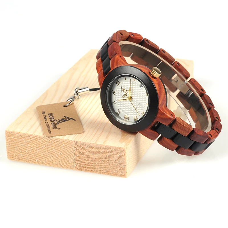 BOBO BIRD 2017 Newest Two-tone Wooden Watch for Women Brand Design Quartz Watches in Wood Box Accept Customize 16