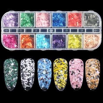 12 Colors Seashell Irregular Flakes Sequins Nails Glitter Powder Set DIY Shell Decoration for Fake Nails Manicure Accessoires
12 Colors Seashell Irregular Flakes Sequins Nails Glitter Powder Set DIY Shell Decoration for Fake Nails Manicure Accessoires