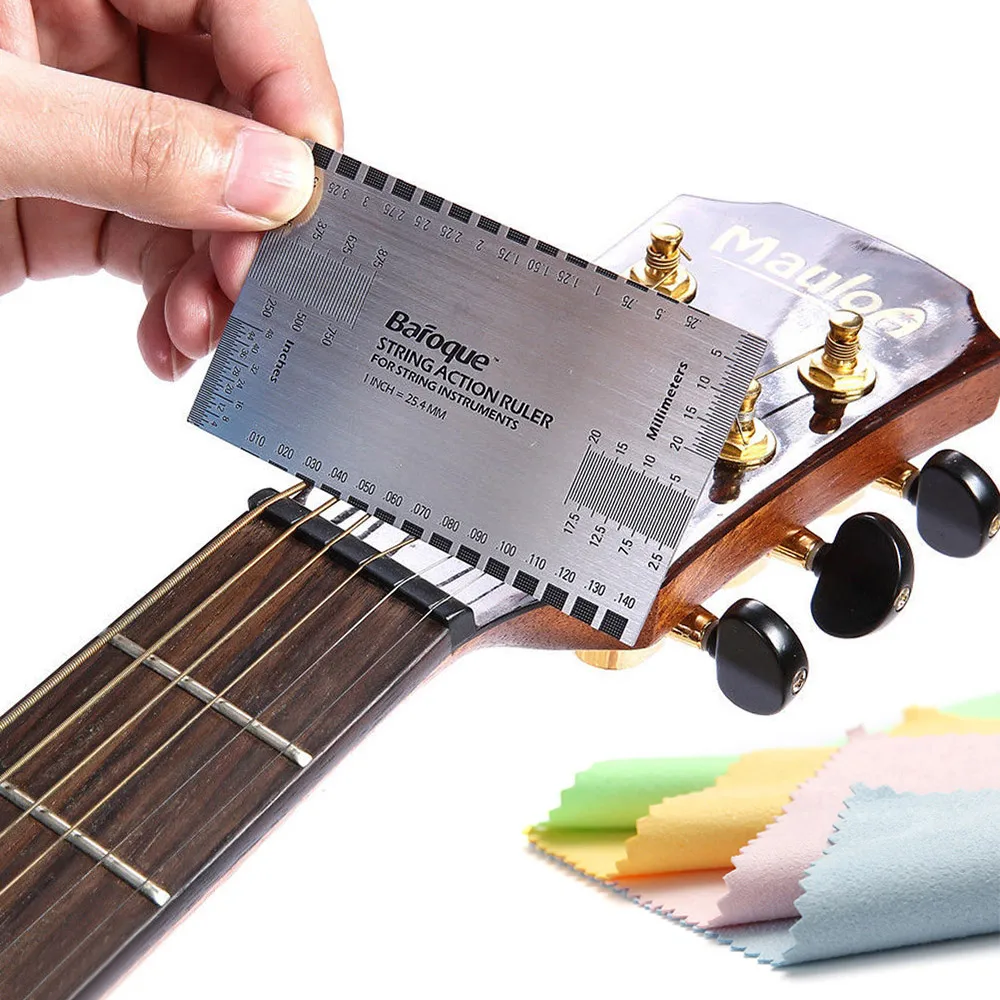 Baroque Guitars String Action Gauge Ruler Guide Setup Guitar Measuring Luthier Tool Steel with Cleaning Cloth Set
Baroque Guitars String Action Gauge Ruler Guide Setup Guitar Measuring Luthier Tool Steel with Cleaning Cloth Set