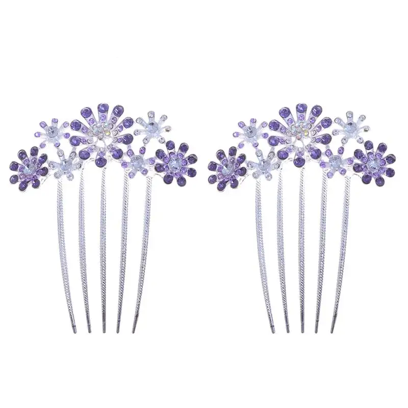 2 Pcs Fashion Hair Comb Handmade Flower Crystals Headdress Alloy Bride Hair Accessories Bridesmaid Hair Decoration (Purple)
2 Pcs Fashion Hair Comb Handmade Flower Crystals Headdress Alloy Bride Hair Accessories Bridesmaid Hair Decoration (Purple)