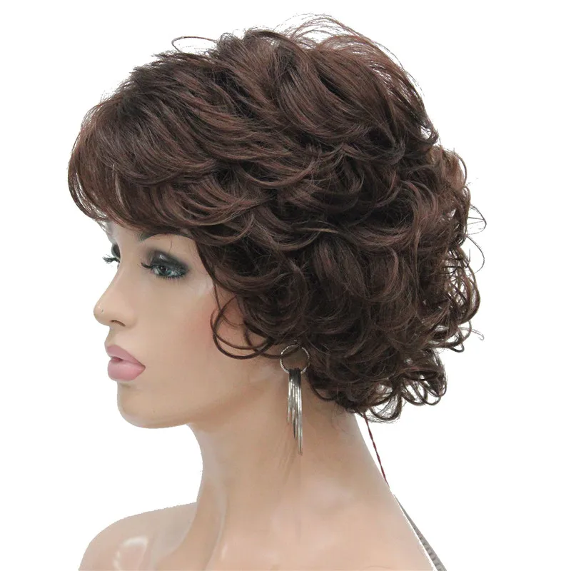 RG-221 31 New Women's wigs Wavy Curly Dark Auburn 31# Short Synthetic Hair Full Wig (2)