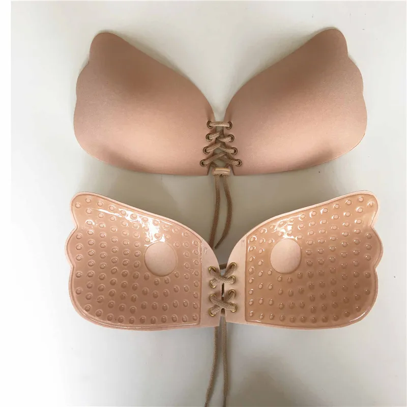 Fly bra Invisible Bra Seamless Sticky Adhesive Strapless Bra Backless Bralette Silicone 1/2 Cup Push up Bras for Women Bralett 19