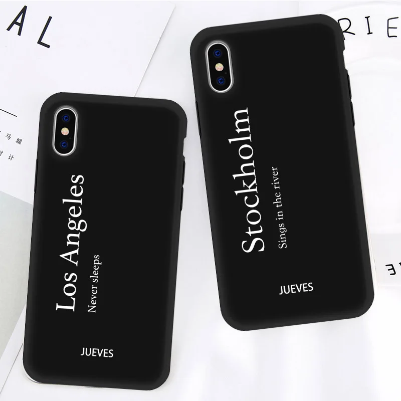 DIFFRBEAUTY New Simple Text Los Angeles Stockholm Silicone Phone Case Coque For iPhoneX 8 7 6 Plus 5 5SE Soft TPU Black Silicone
DIFFRBEAUTY New Simple Text Los Angeles Stockholm Silicone Phone Case Coque For iPhoneX 8 7 6 Plus 5 5SE Soft TPU Black Silicone