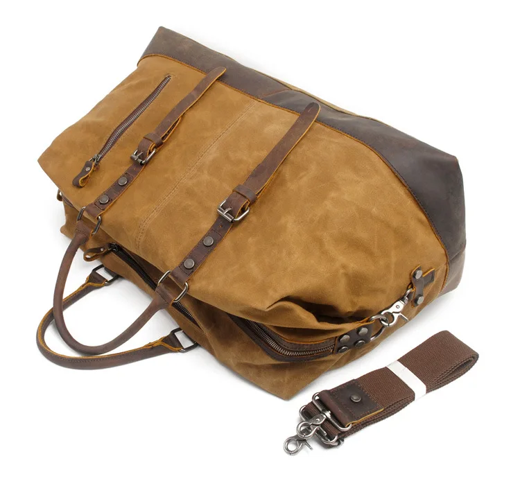 Mens & Women's Vintage Waxed Canvas And Leather Travel Bag