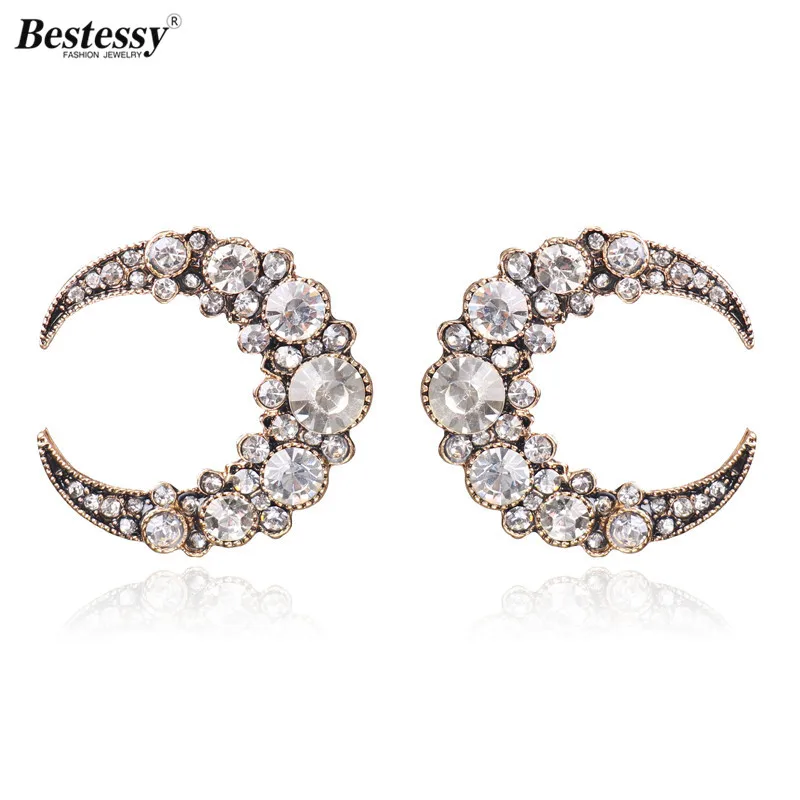 Bessty Simple Rhinestone Moon Stud Earrings For Women Wedding Bijoux New Fashion Jewelry Wholesale Small Earings Cute Gift
Bessty Simple Rhinestone Moon Stud Earrings For Women Wedding Bijoux New Fashion Jewelry Wholesale Small Earings Cute Gift