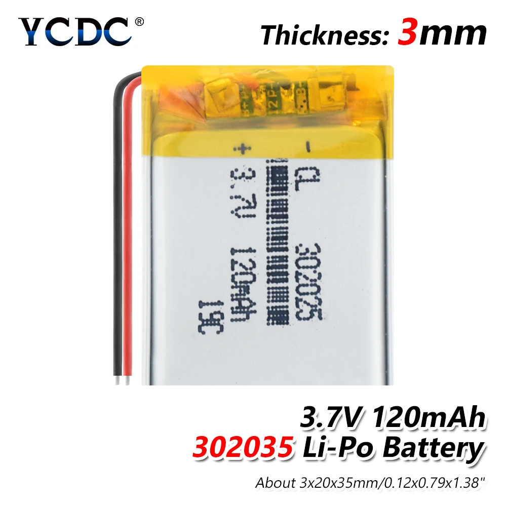 1/2/4x 3.7 V 120mAh 302025 Lipo Li-polymer Lithium Polymer Batteries With PCM For MP3 MP4 MP5 Bluetooth Headset Smart Watch
1/2/4x 3.7 V 120mAh 302025 Lipo Li-polymer Lithium Polymer Batteries With PCM For MP3 MP4 MP5 Bluetooth Headset Smart Watch
