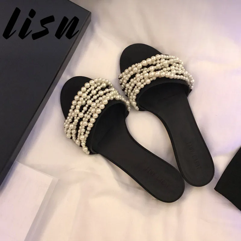 New New Sexy Pearl Beading Summer Sandal Slippers Open Toe Slip On Low Heel Outdoor Beach Slippers Shoes Women
New New Sexy Pearl Beading Summer Sandal Slippers Open Toe Slip On Low Heel Outdoor Beach Slippers Shoes Women