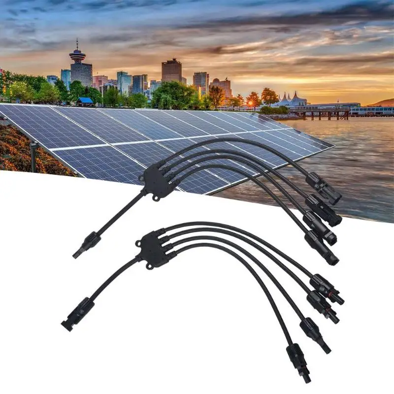 MC4 solar photovoltaic Panel Adaptor Cable connector 4 branch Y type five way plug Parallel connection of battery plate assembly
MC4 solar photovoltaic Panel Adaptor Cable connector 4 branch Y type five way plug Parallel connection of battery plate assembly
