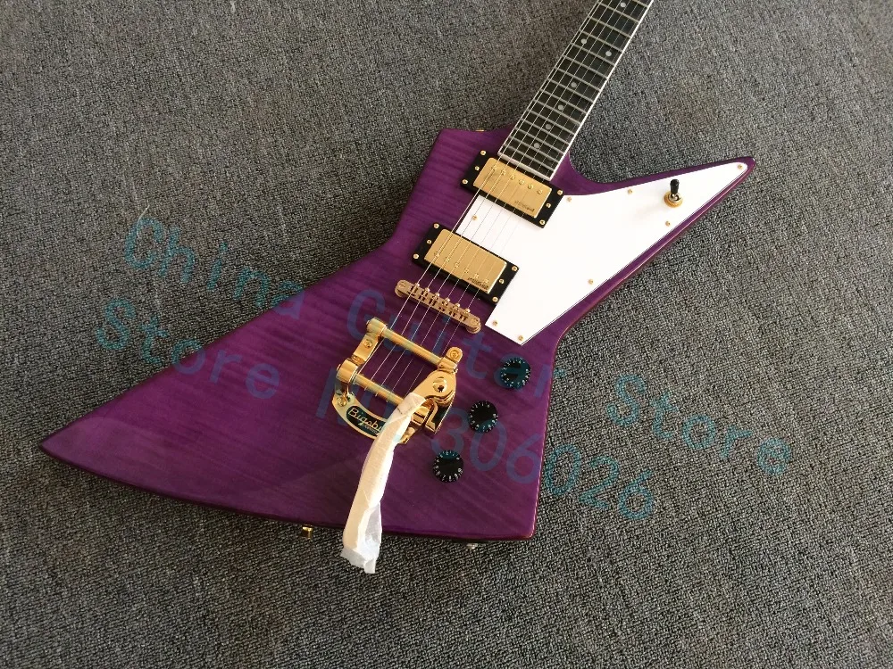 Custom shop exp model; purple G explorer guitar;flamed maple top;gold hardware;frets binding;free shipping
Custom shop exp model; purple G explorer guitar;flamed maple top;gold hardware;frets binding;free shipping
