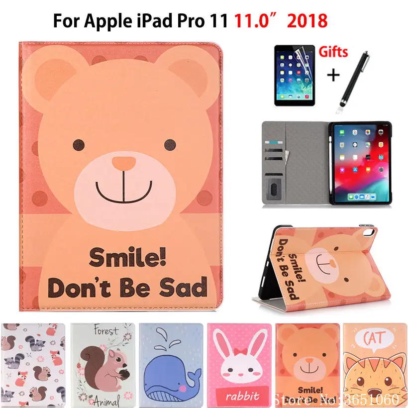 Case For iPad Pro 11 2018 Smart Cover With Pencil Holder Funda For iPad Pro 11 inch 2018 Silicone Animal Pattern Capa +Film+Pen
Case For iPad Pro 11 2018 Smart Cover With Pencil Holder Funda For iPad Pro 11 inch 2018 Silicone Animal Pattern Capa +Film+Pen