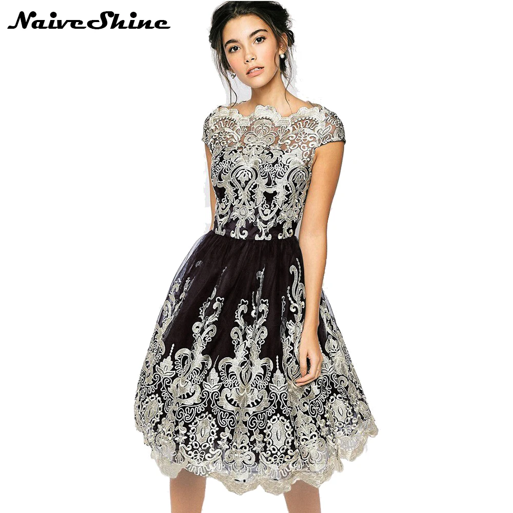 Naive Shine 2018 Women's Elegant Casual Summer Dress Short Sleeve Lace Embroidery Mesh Sexy Hollow Vintage Midi Party Dresses
Naive Shine 2018 Women's Elegant Casual Summer Dress Short Sleeve Lace Embroidery Mesh Sexy Hollow Vintage Midi Party Dresses