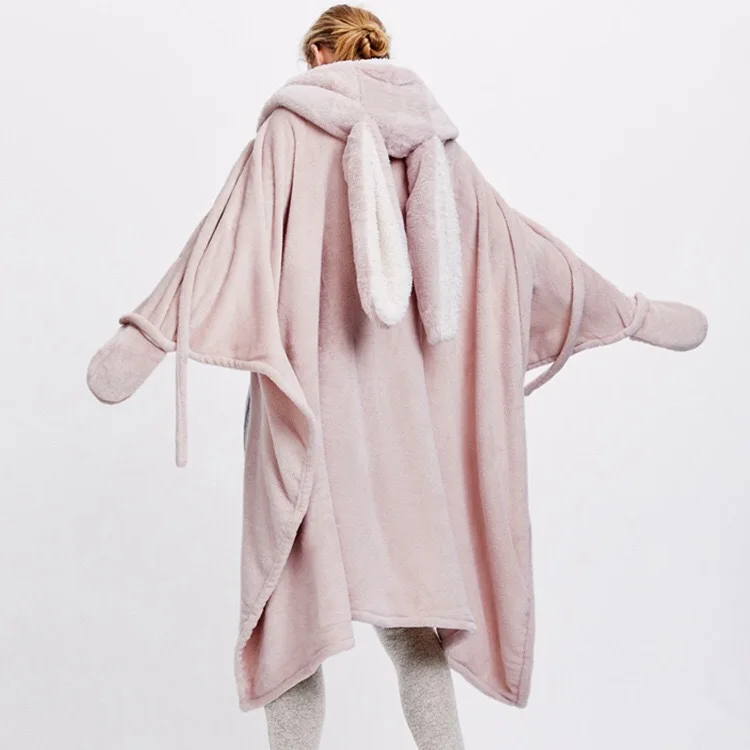 Autumn Winter Female Cartoon Cute Pink Rabbit Home Capes Ponchos Women Warm Thick Coral Fleece Home Cloak Robe with Gloves
Autumn Winter Female Cartoon Cute Pink Rabbit Home Capes Ponchos Women Warm Thick Coral Fleece Home Cloak Robe with Gloves