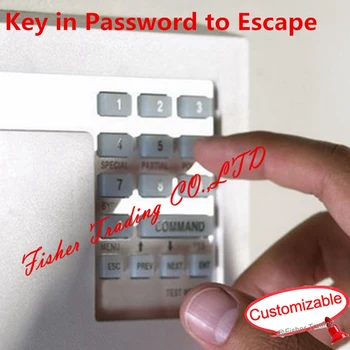 Real room escaping game, puzzle to get right password to escape, press the correct numbering key to open the lock
Real room escaping game, puzzle to get right password to escape, press the correct numbering key to open the lock