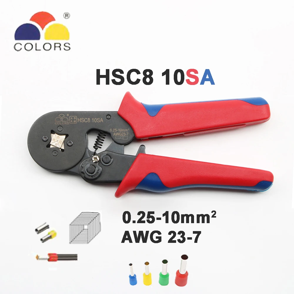 10SA HSC8 6-6 SELF-ADJUSTABLE MINI-TYPE CRIMPING PLIER 0.25-10mm2 straight German Pliers hand tools European style Crimper 23-7
10SA HSC8 6-6 SELF-ADJUSTABLE MINI-TYPE CRIMPING PLIER 0.25-10mm2 straight German Pliers hand tools European style Crimper 23-7