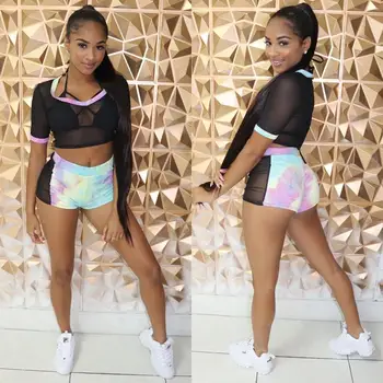 Mesh Patchwork Black Short Sleeve Summer Two Piece Sets Women Sexy See Through Crop Top Shorts Bottoms Tracksuits Club Outfits
Mesh Patchwork Black Short Sleeve Summer Two Piece Sets Women Sexy See Through Crop Top Shorts Bottoms Tracksuits Club Outfits