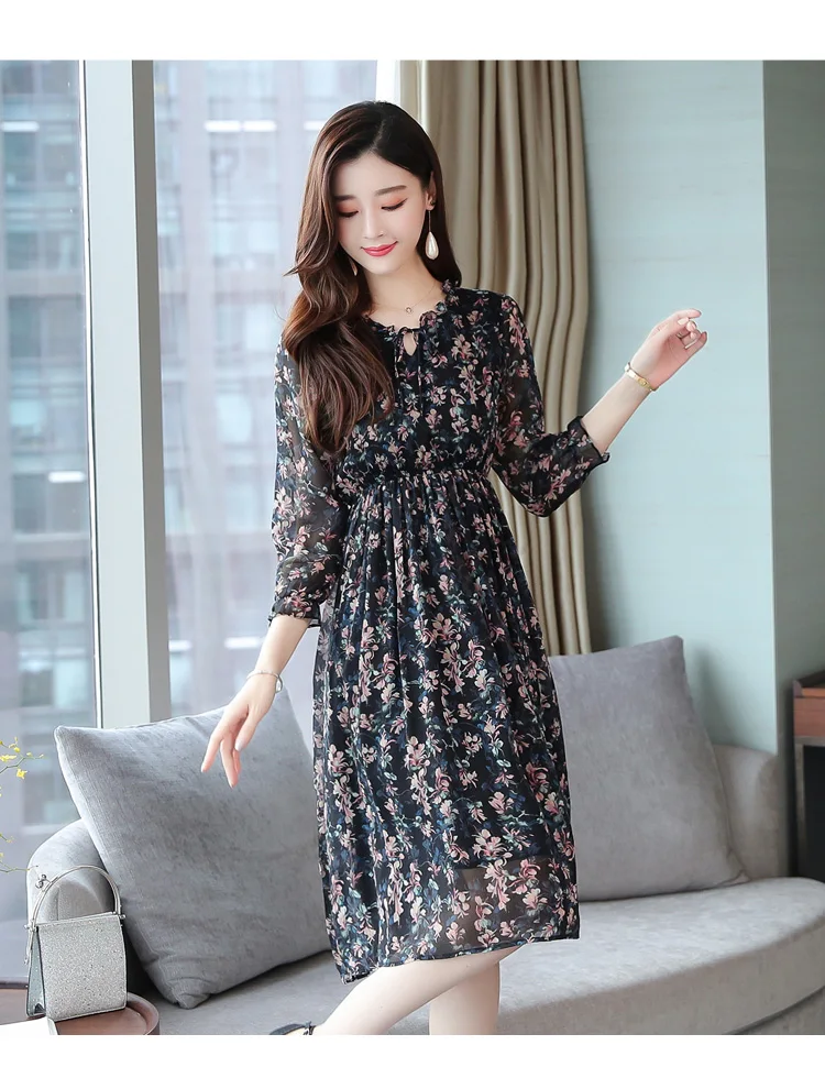2021 Femal Vintage פרחוני שיפון Midi שמלות סתיו חורף הדפסת ארוך שרוול חוף שמלה אלגנטי נשים Bodycon המפלגה Vestidos 2021 Femal Vintage פרחוני שיפון Midi שמלות סתיו חורף הדפסת ארוך שרוול חוף שמלה אלגנטי נשים Bodycon המפלגה Vestidos