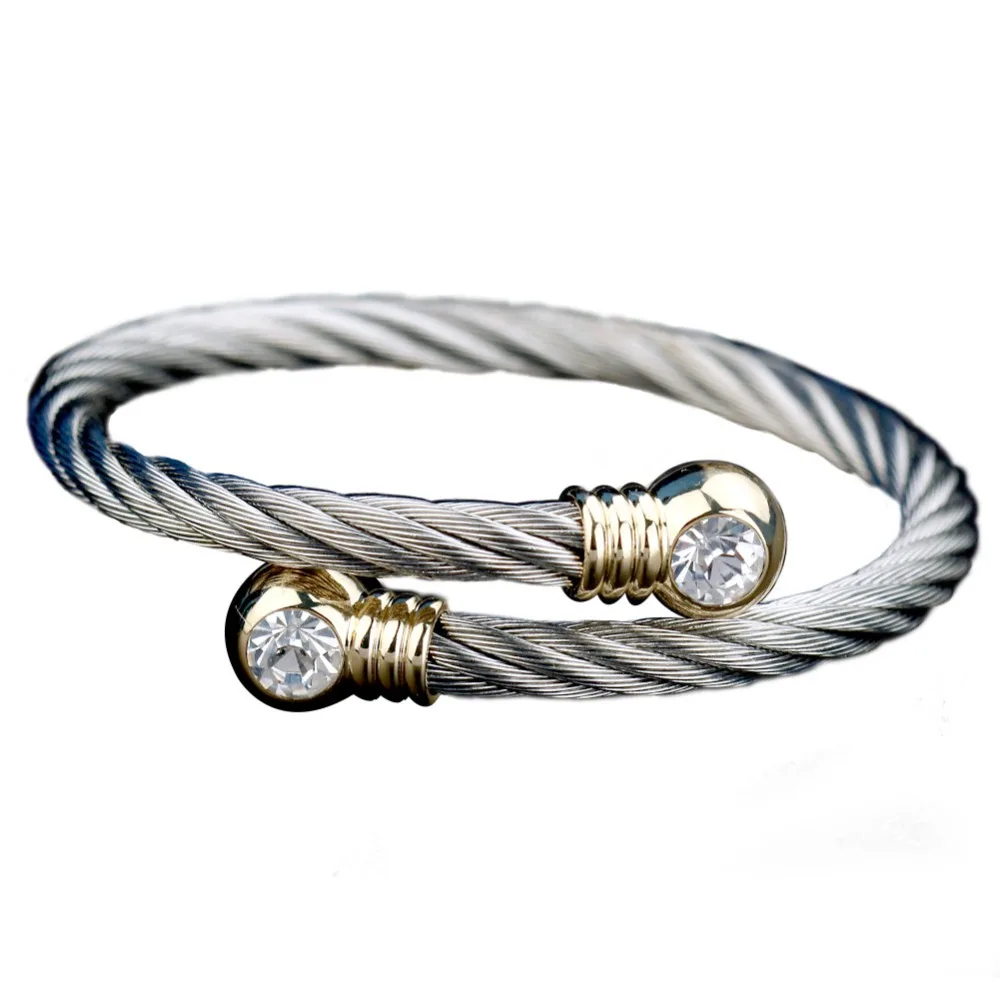 CHRAN Fashion Stainless Steel Bracelet For Women Charm Open End Twisted Cable Wire Crystal Bracelet Bangle Jewelry
CHRAN Fashion Stainless Steel Bracelet For Women Charm Open End Twisted Cable Wire Crystal Bracelet Bangle Jewelry
