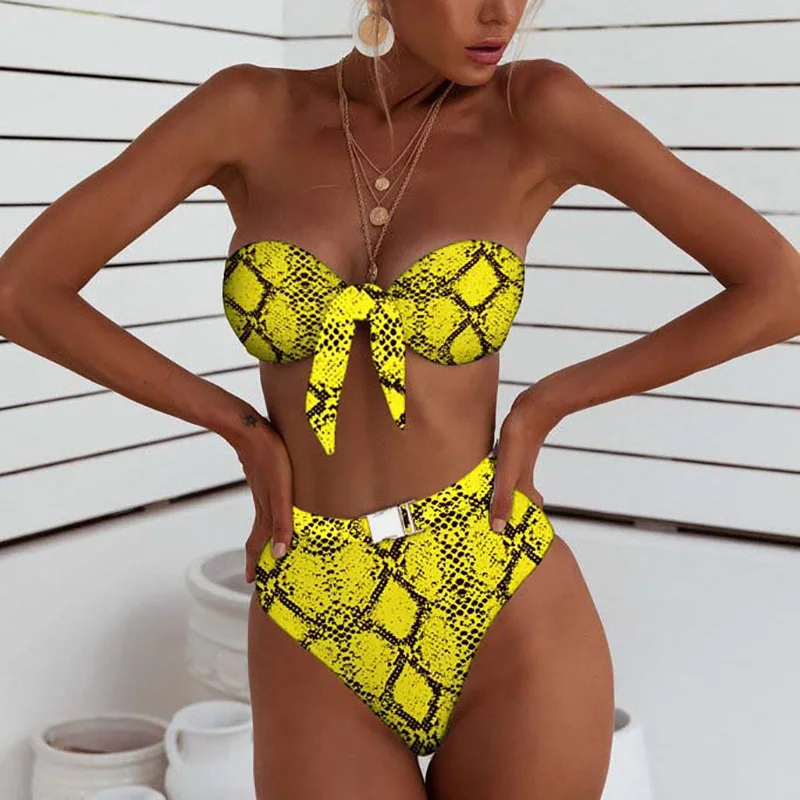 Bikini 2019 Sexy Snake Leopard Summer Swimwear Women Bathing Suit Swimsuit Bandeau High Waist Bikinis Set maillot de bain femme
Bikini 2019 Sexy Snake Leopard Summer Swimwear Women Bathing Suit Swimsuit Bandeau High Waist Bikinis Set maillot de bain femme