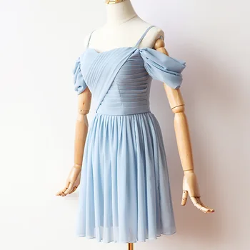 Vestido Sexy Prom Dress Blue Colour Mini Dress Women Wedding Party Dress Bridemaid Dress Pleat Chiffon Dress Back of Zipper
Vestido Sexy Prom Dress Blue Colour Mini Dress Women Wedding Party Dress Bridemaid Dress Pleat Chiffon Dress Back of Zipper