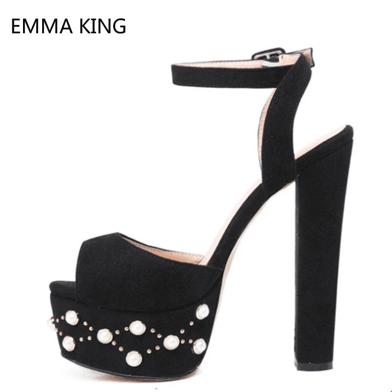 Women Sandals Platform New High Heels Peep Toe Sexy Pearls Summer Shoes Flock Platform Party Shoes Buckle Sandalias Mujer 2019
Women Sandals Platform New High Heels Peep Toe Sexy Pearls Summer Shoes Flock Platform Party Shoes Buckle Sandalias Mujer 2019