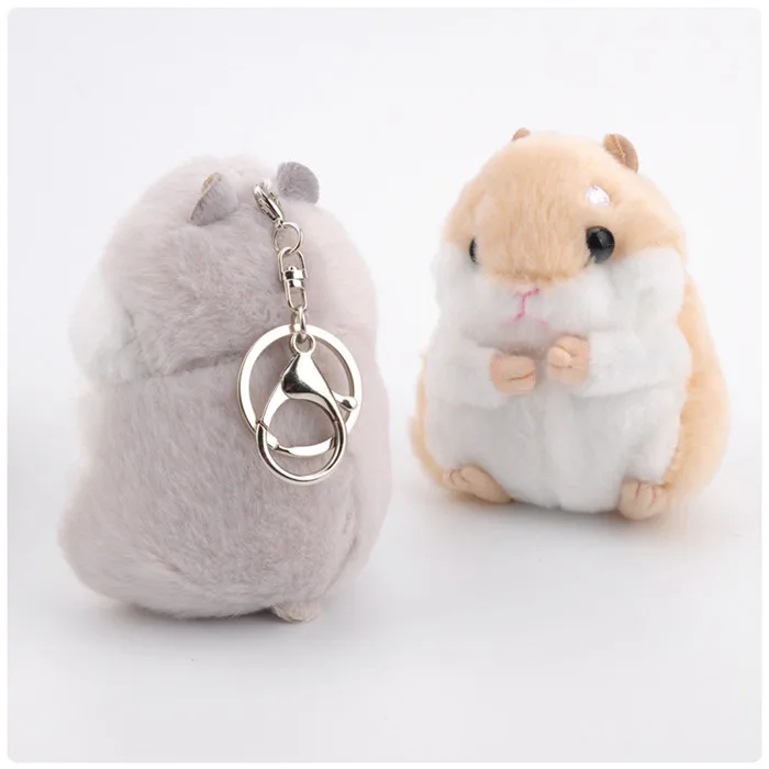 Fashion Cute Cartoon Animal Plush Hamster Toys Key Chain Ring Woman Faux Rabbit Fur Pom Pom Keychain Bauble Plush Mouse Dolls (8)