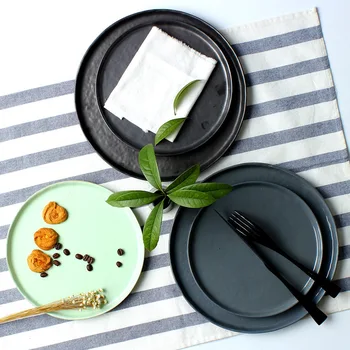 8.5 Inch Japan Zakka Style Ceramic Dishes & Plates Stoneware Black Round Under Glazed Creative Fruit Plate Steak Cutlery Dish
8.5 Inch Japan Zakka Style Ceramic Dishes & Plates Stoneware Black Round Under Glazed Creative Fruit Plate Steak Cutlery Dish