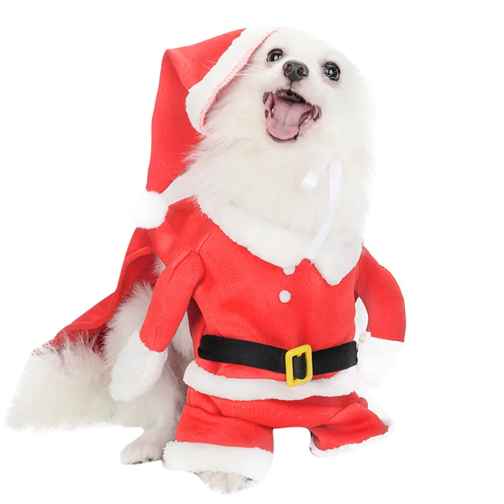 1 Set Christmas Pet Dog Clothes Santa Hat Doggy Costumes Apparel Decorations for 2020 New Years Fleece Suit | Дом и сад