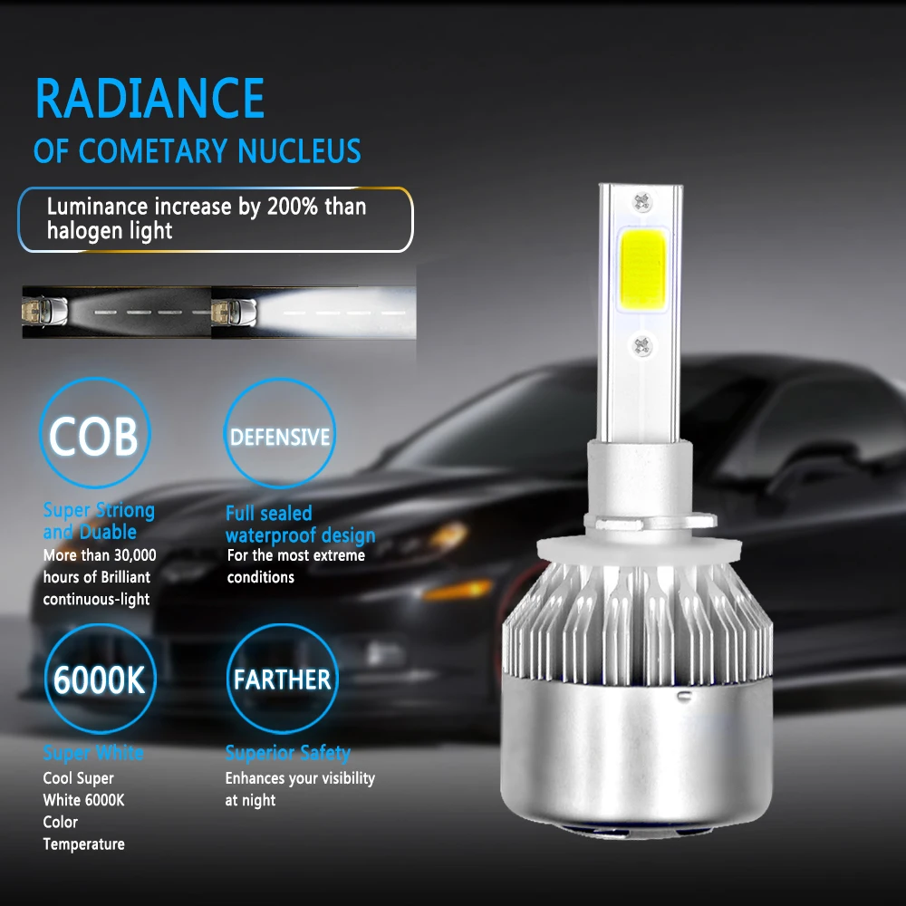 ECAHAYAKU C6 LED Car Headlight 72W 7600LM COB led Auto Headlamp Bulbs H1 H3 H4 H7 H11 880 9004 9005 9006 9007 Car Styling Lights
ECAHAYAKU C6 LED Car Headlight 72W 7600LM COB led Auto Headlamp Bulbs H1 H3 H4 H7 H11 880 9004 9005 9006 9007 Car Styling Lights