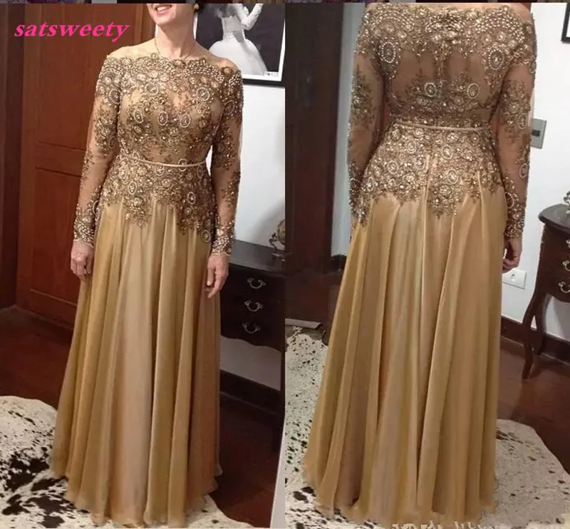 Elegant Gold A Line Lace Bead Mother of the Bride Dresses Plus Size Chiffon Floor-length Zipper Back Mother's Dress Formal Gowns
Elegant Gold A Line Lace Bead Mother of the Bride Dresses Plus Size Chiffon Floor-length Zipper Back Mother's Dress Formal Gowns
