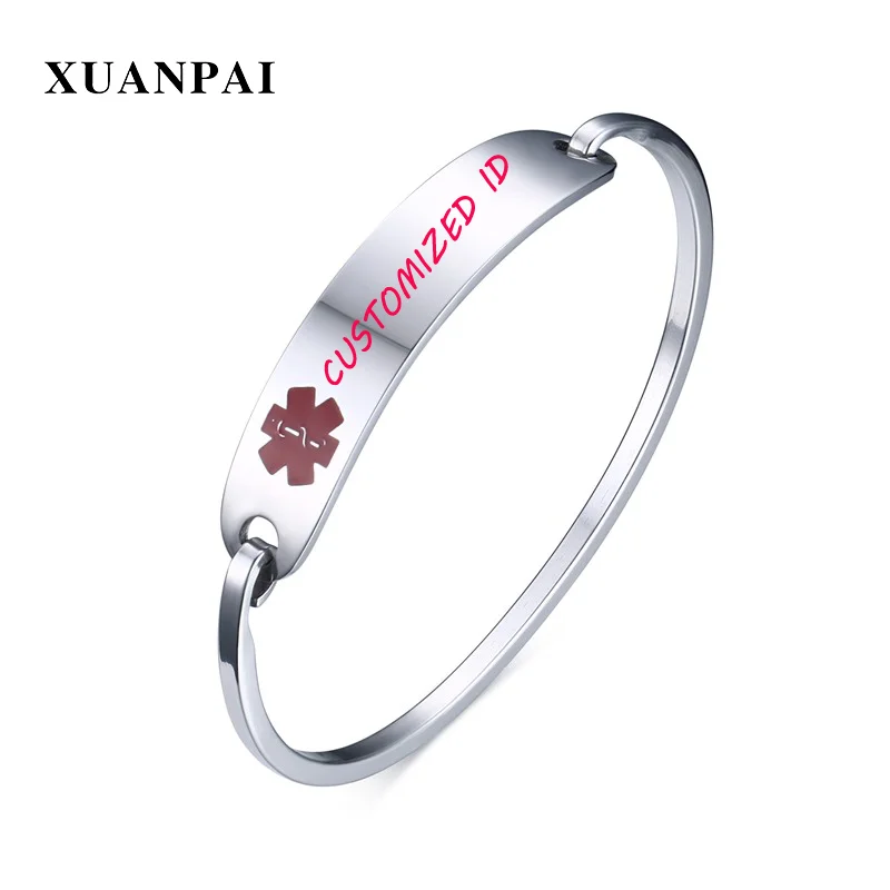 XUANPAI Stainless Steel Bracelets for Women Free Engraving Silver Color Medical ID Tag Female Bangle Fashion Mothers-day Jewelry
XUANPAI Stainless Steel Bracelets for Women Free Engraving Silver Color Medical ID Tag Female Bangle Fashion Mothers-day Jewelry