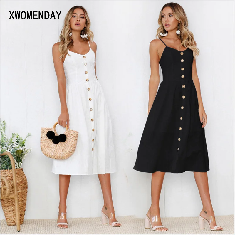 Sexy V-neck Off Shoulde Beach Summer Dress Women 2018 Boho Spaghetti Strap Button Black White Dresses Casual Elegant Party Dress
Sexy V-neck Off Shoulde Beach Summer Dress Women 2018 Boho Spaghetti Strap Button Black White Dresses Casual Elegant Party Dress