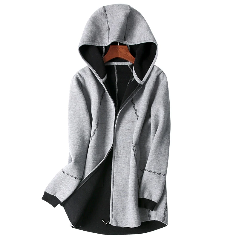 cashmere wool blend thick knit women hooded zip-up sweatshirts coat double face color mid-long M-L
cashmere wool blend thick knit women hooded zip-up sweatshirts coat double face color mid-long M-L