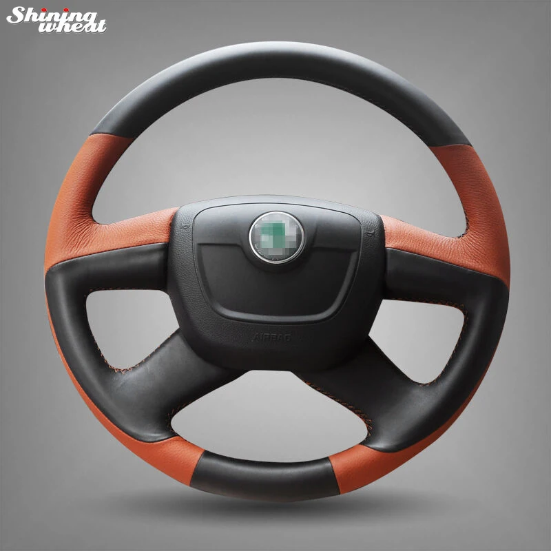 Black Brown Leather Steering Wheel Cover for Skoda Octavia Superb 2012 Fabia Skoda Octavia a 5 a5 2012 2013 Yeti 2009-2013
Black Brown Leather Steering Wheel Cover for Skoda Octavia Superb 2012 Fabia Skoda Octavia a 5 a5 2012 2013 Yeti 2009-2013