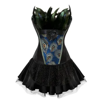 2019 Women Burlesque Showgirl Dancer Dress Sexy Feathers Bustier Corset Mini skirt Gothic Corset Dress With Skirt S-6XL
2019 Women Burlesque Showgirl Dancer Dress Sexy Feathers Bustier Corset Mini skirt Gothic Corset Dress With Skirt S-6XL
