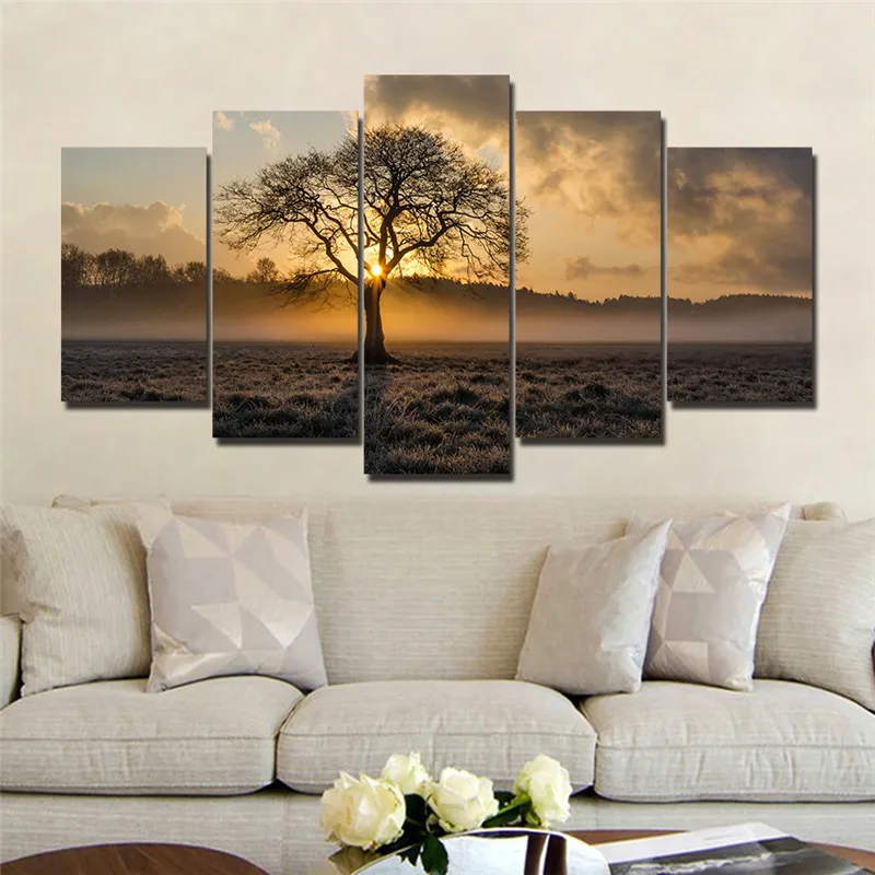 5 piece Tree of Life Wall Art Canvas Painting Tenacious Tree with Morning Sunlight Landscape Picture For Living Room Decoration
5 piece Tree of Life Wall Art Canvas Painting Tenacious Tree with Morning Sunlight Landscape Picture For Living Room Decoration