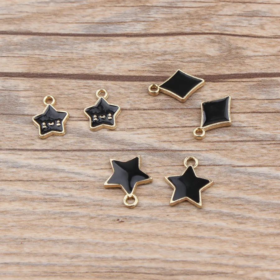 10PCS/Lot DIY Jewelry Charms Black Color Enamel Star Rhombus Shape Metal Alloy Drop Oil Charms For Bracelet Necklaces Pendants
10PCS/Lot DIY Jewelry Charms Black Color Enamel Star Rhombus Shape Metal Alloy Drop Oil Charms For Bracelet Necklaces Pendants
