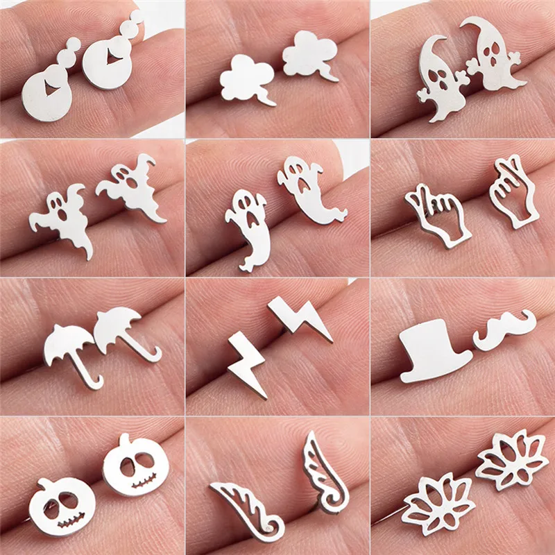 Exquisite Simlated Silver Stainless Steel Stud Earrings Cloud Umbrella Hat Goatee Lotus flower Earing Bijoux Brincos Ear Jewelry
Exquisite Simlated Silver Stainless Steel Stud Earrings Cloud Umbrella Hat Goatee Lotus flower Earing Bijoux Brincos Ear Jewelry
