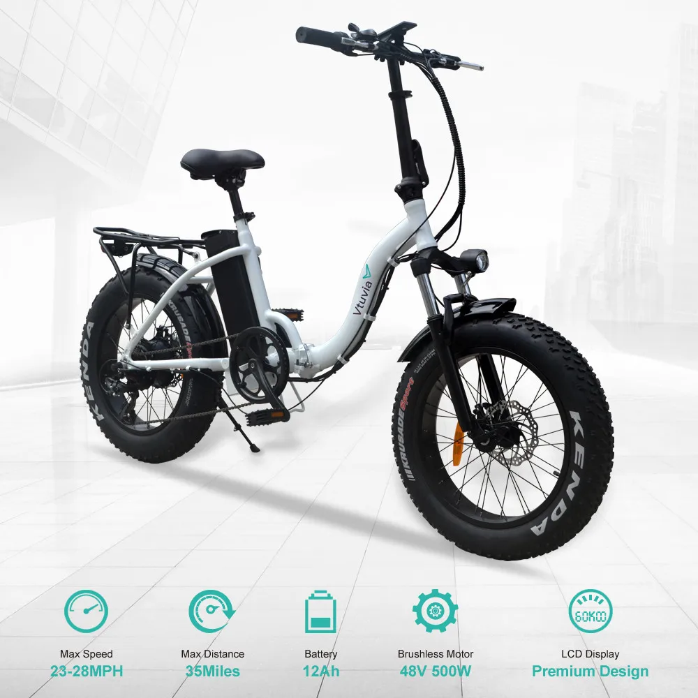 Vtuvia 20 inch Aluminium alloy Folded frame E bicycle 4.0'' Fat tire Ebike 500W 48V 12Ah Lithium Battery 35km/h Electric Bicycle
Vtuvia 20 inch Aluminium alloy Folded frame E bicycle 4.0'' Fat tire Ebike 500W 48V 12Ah Lithium Battery 35km/h Electric Bicycle