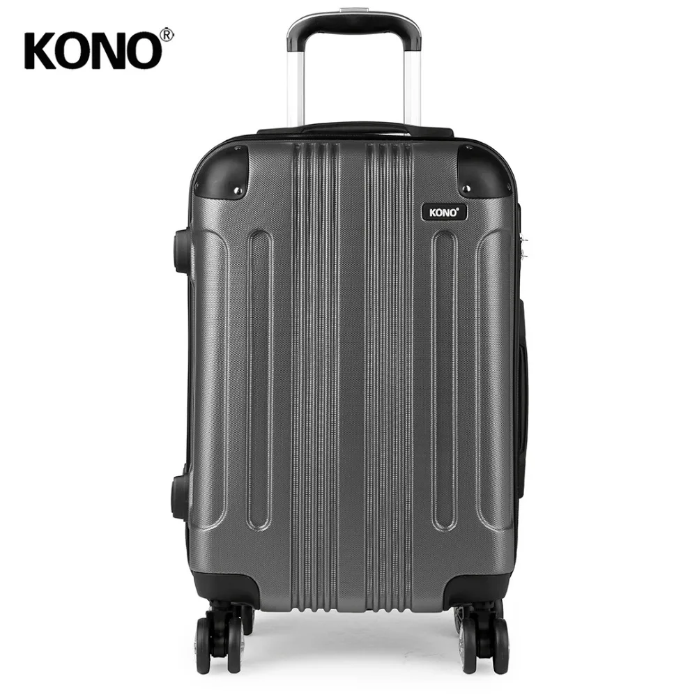 

KONO Luggage Suitcase Travel Hand Bags Carry on Check In Trolley Case 4 Wheels Spinner Hardside ABS 20 24 28 Inch Grey YD1777L