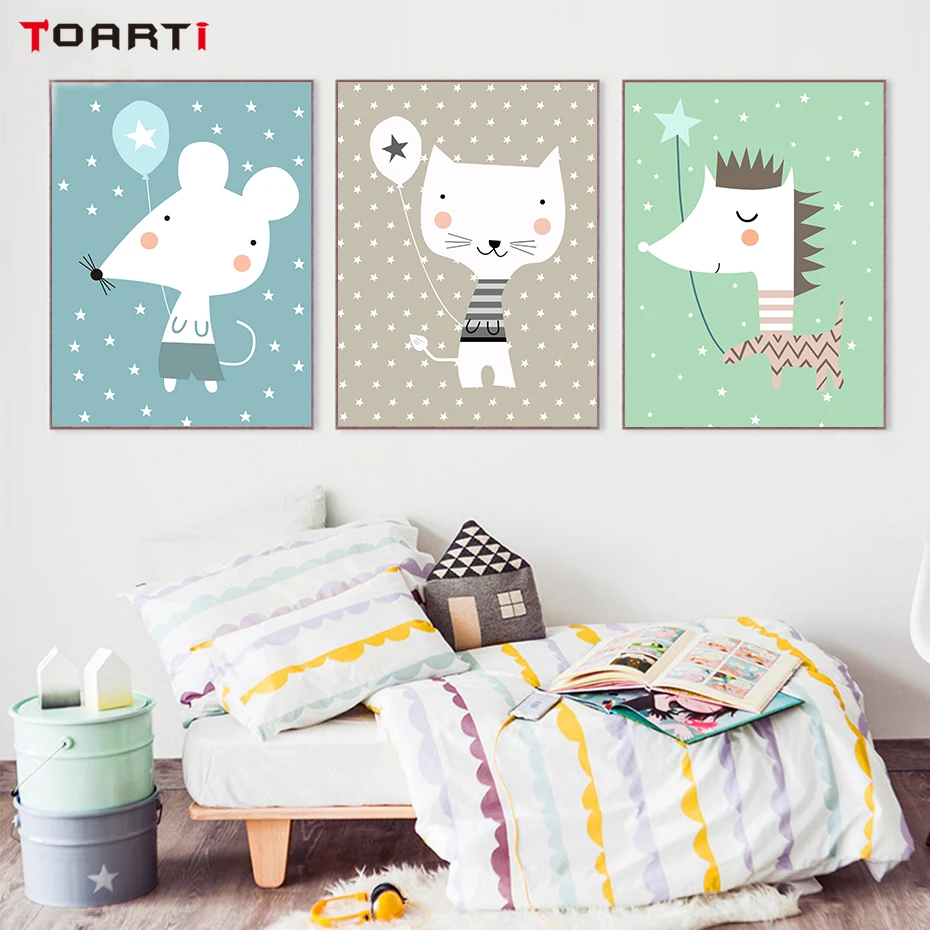 Funny Cat Horse Star Poster And Prints Wall Art Canvas Painting (6)