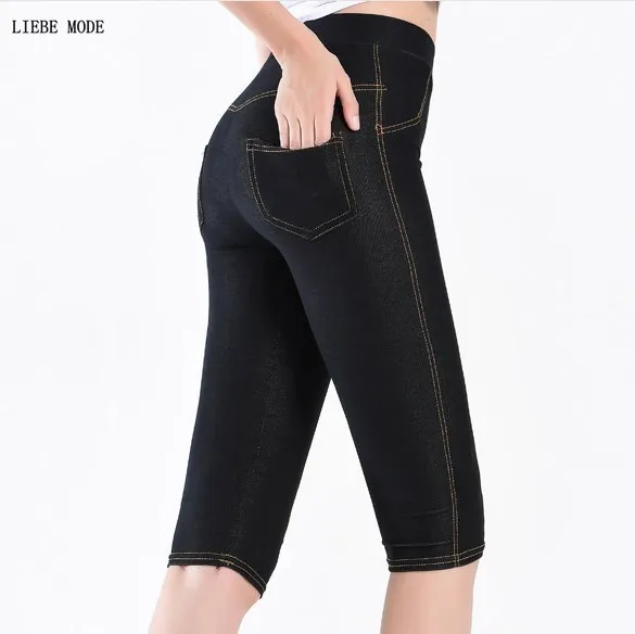 Womens High Waist Knee Length Legging Women Stretch Skinny Capris Pants Faux Denim Jean Thin Leggin Summer Sheer Leggings Woman
Womens High Waist Knee Length Legging Women Stretch Skinny Capris Pants Faux Denim Jean Thin Leggin Summer Sheer Leggings Woman