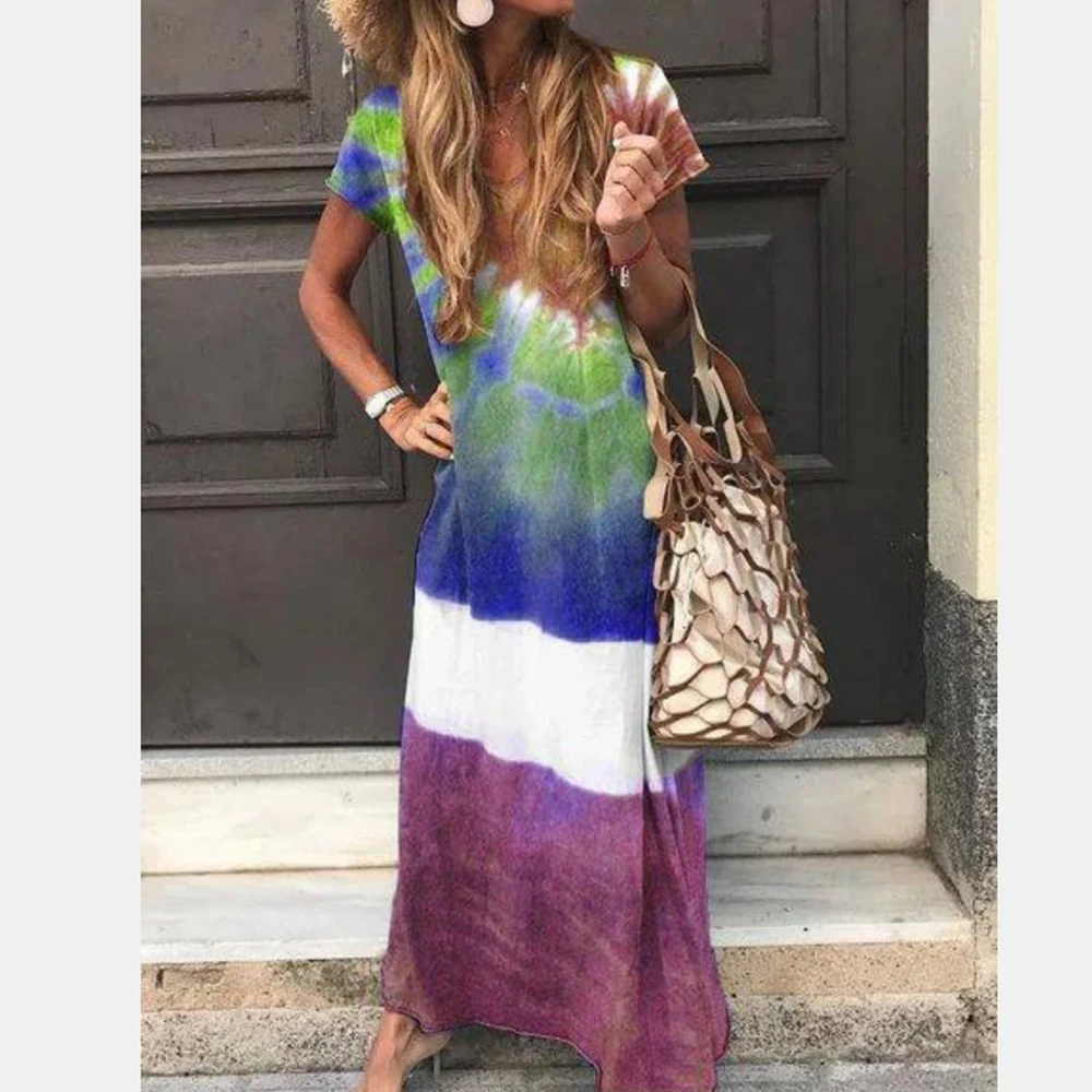 Gradient Color Long Maxi Dress Summer 2019 Vintage Patchwork V Neck Short Sleeve Dresses Ladies Beach Sundress Boho Dress 2019
Gradient Color Long Maxi Dress Summer 2019 Vintage Patchwork V Neck Short Sleeve Dresses Ladies Beach Sundress Boho Dress 2019