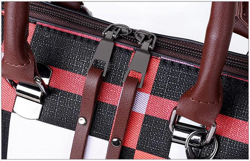 Women's Handbag Plaid with tassel Set of 4 pieces (TWH25) Handbag 23 x 12 x 25 Shoulder bag 14 x 7 x 20 Coin holder Card holder