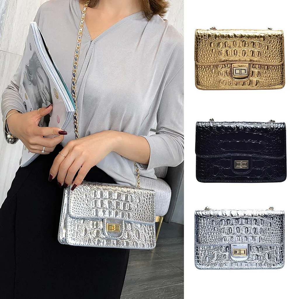 Women Leather Handbags Silver Crossbody Bags Fashion Women Single Shoulder Chains Small Square Bag Alligator Texture Zipper Bag
Women Leather Handbags Silver Crossbody Bags Fashion Women Single Shoulder Chains Small Square Bag Alligator Texture Zipper Bag